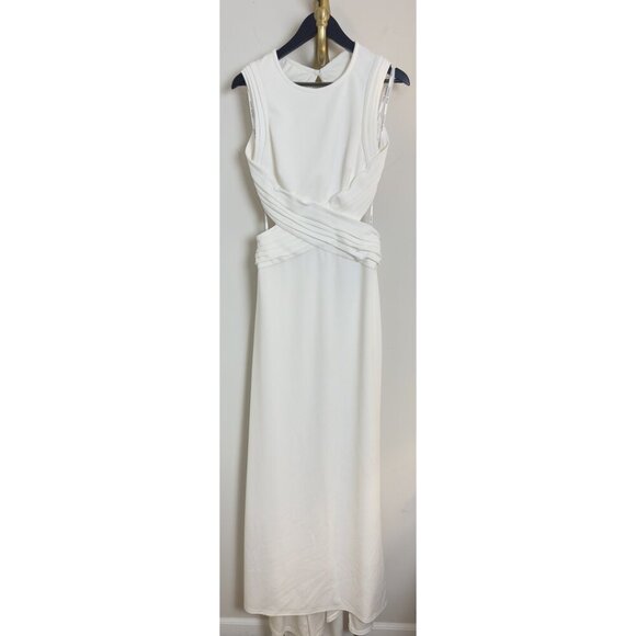 TADASHI SHOJI Tenney Maxi Evening Dress in White Size Medium - Picture 2 of 9